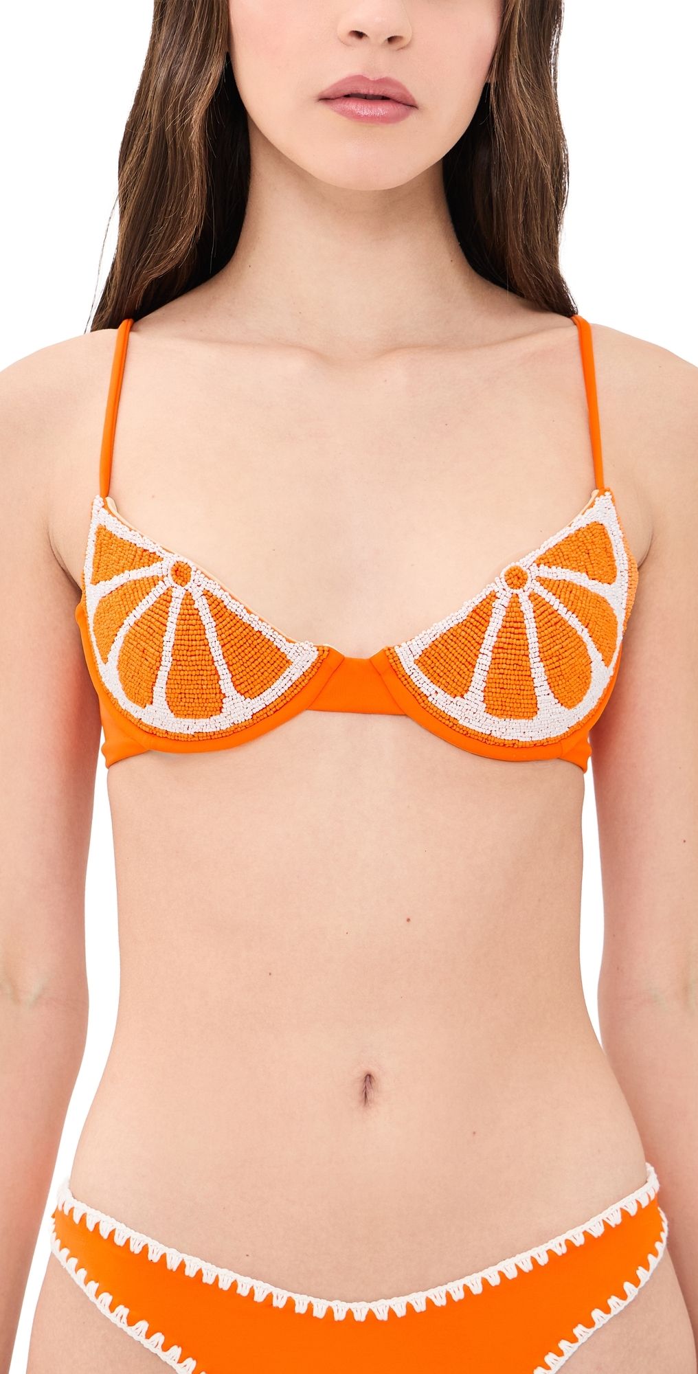 Leslie Amon Orange Slice Bikini Top Orange S