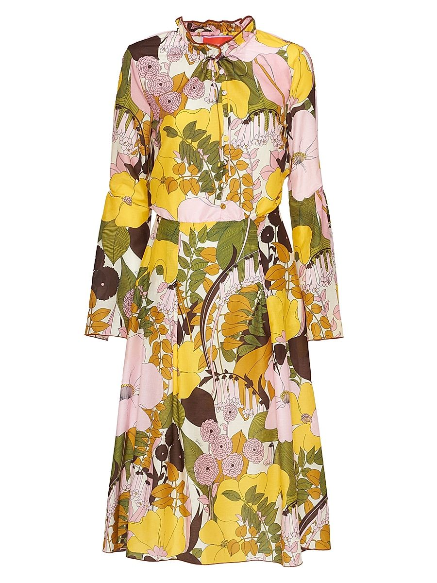 Women's Casanova Midi Dress - Big Flower Rose Pink - Size XS