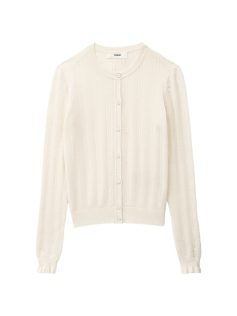 Women's Viviana Pointelle-Knit Cardigan - Ecru - Size Small