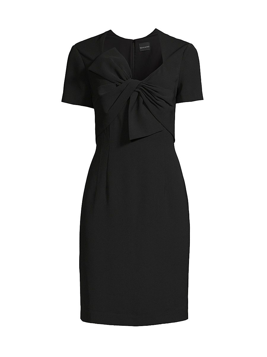 Women's Twisted Bow Crepe Cocktail Dress - Black - Size 16