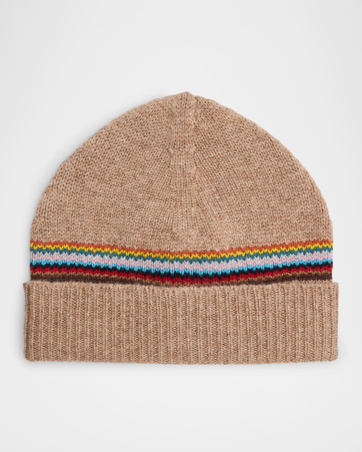 Men & apos;s Lambswool Signature Block Stripe Beanie Hat