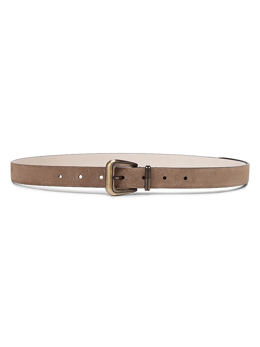 Women's Suede Belt with Monili - Light Brown - Size Small