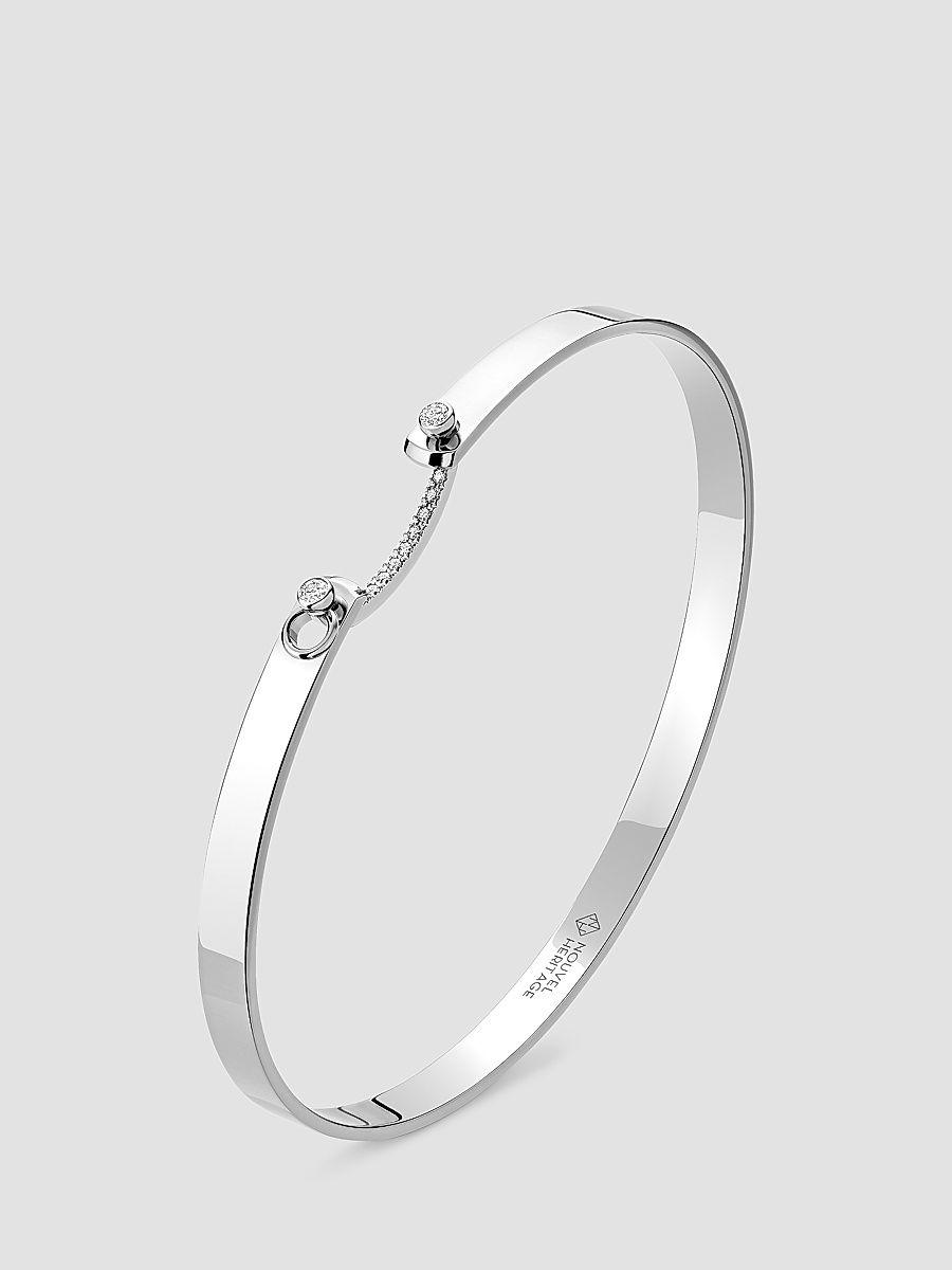 Women's Mood Business Meeting 18K White Gold & 0.11 TCW Diamond Bangle - White Gold - Size 17