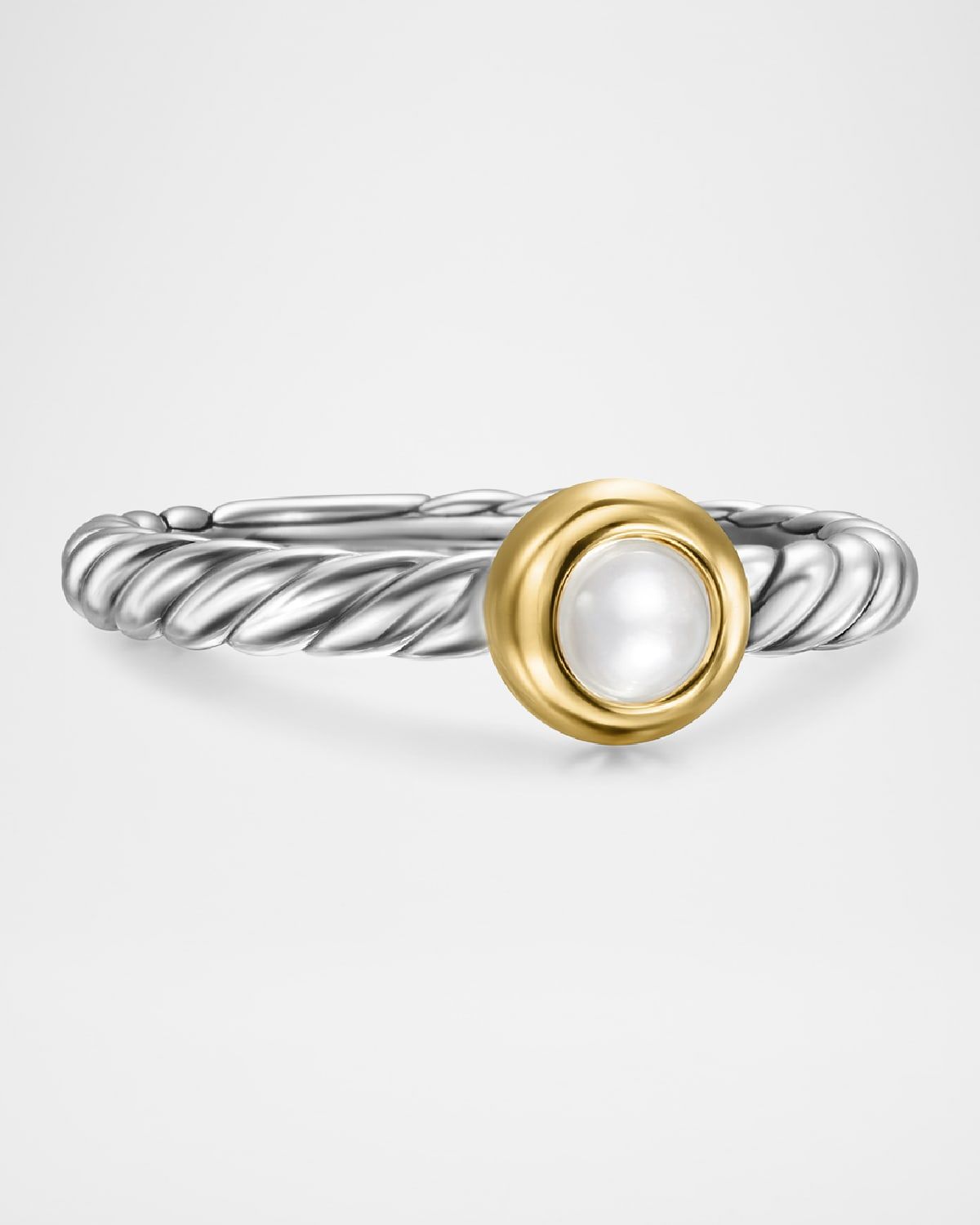Cable Flex Ring with Gemstone in Silver and 14K Gold