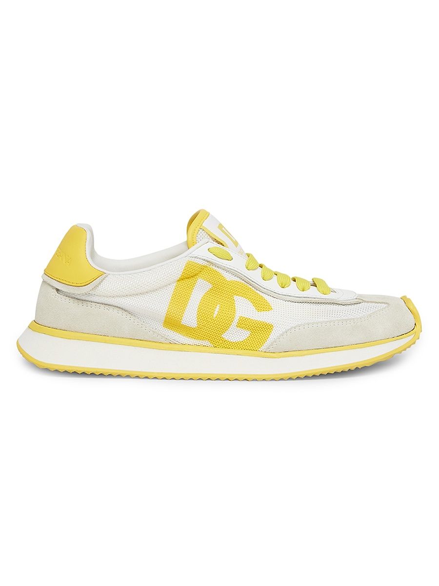 Women's Logo Colorblocked Low-Top Sneakers - White Yellow - Size 8.5
