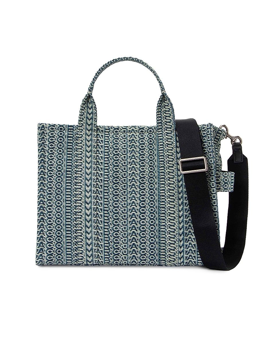 Women's The Washed Monogram Denim Medium Tote Bag - Sun Faded Denim