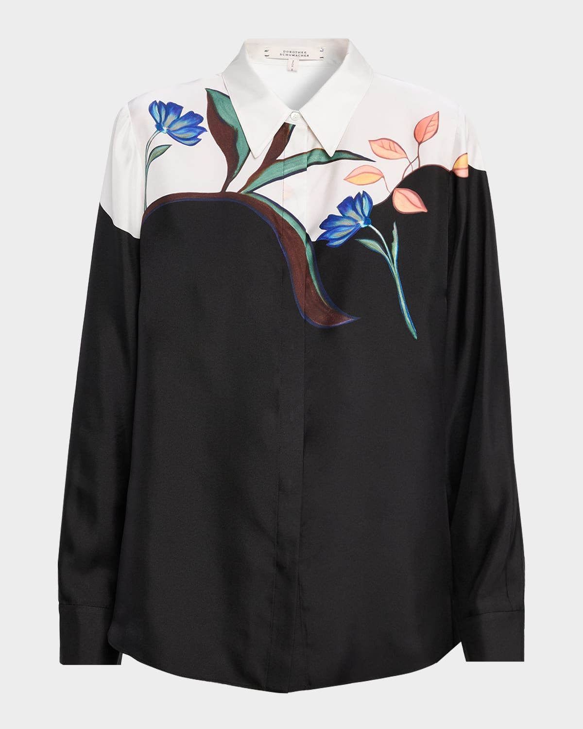 Seductive Bloom Floral-Print Silk Twill Blouse