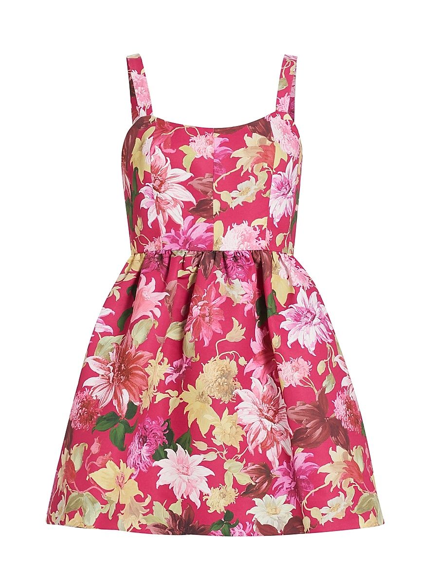 Women's Cora Floral Faille Minidress - Deep Pink Dalia - Size 12