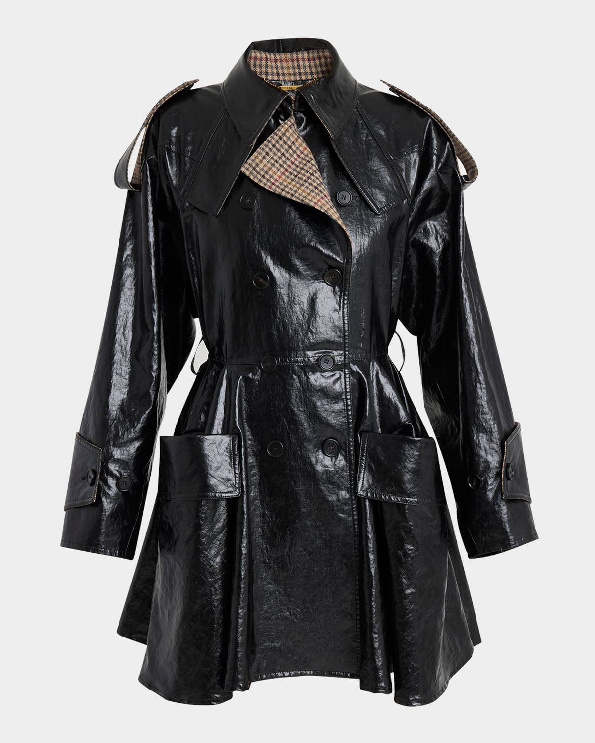 Coated Linen Belted Riding Trench Coat