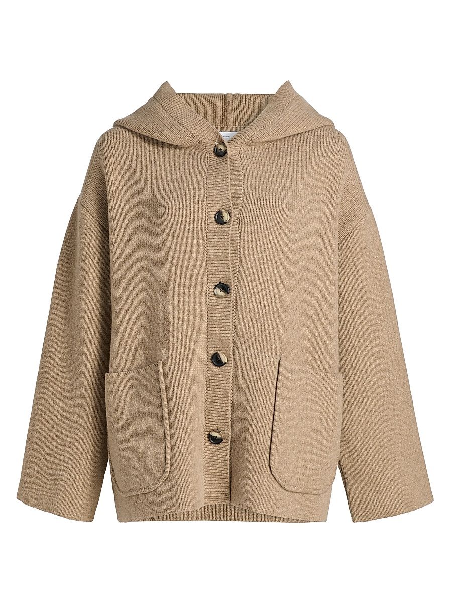 Women's White Label Nelly Hooded Merino Wool Jacket - Walnut Melange - Size Large