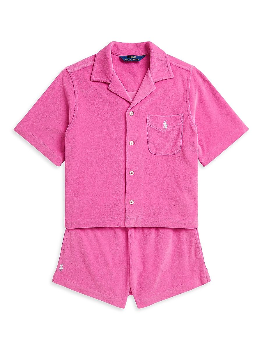 Little Girl's & Girl's Terry Shirt & Shorts Set - Dahlia Pink - Size 16