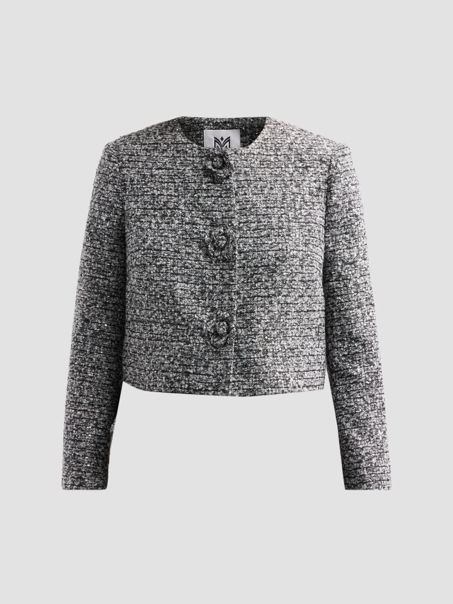 Milly Women's Selena Crop Jacket - Grey Multi - Size 12