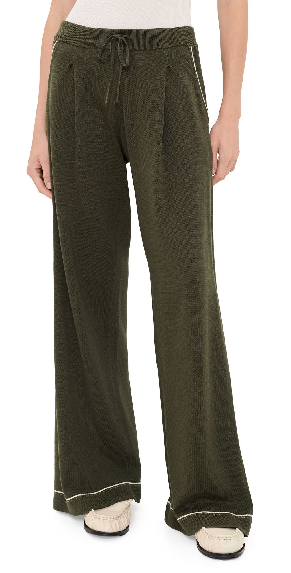 THE GREAT. The Menswear Tipping Trouser Pants Olive 3