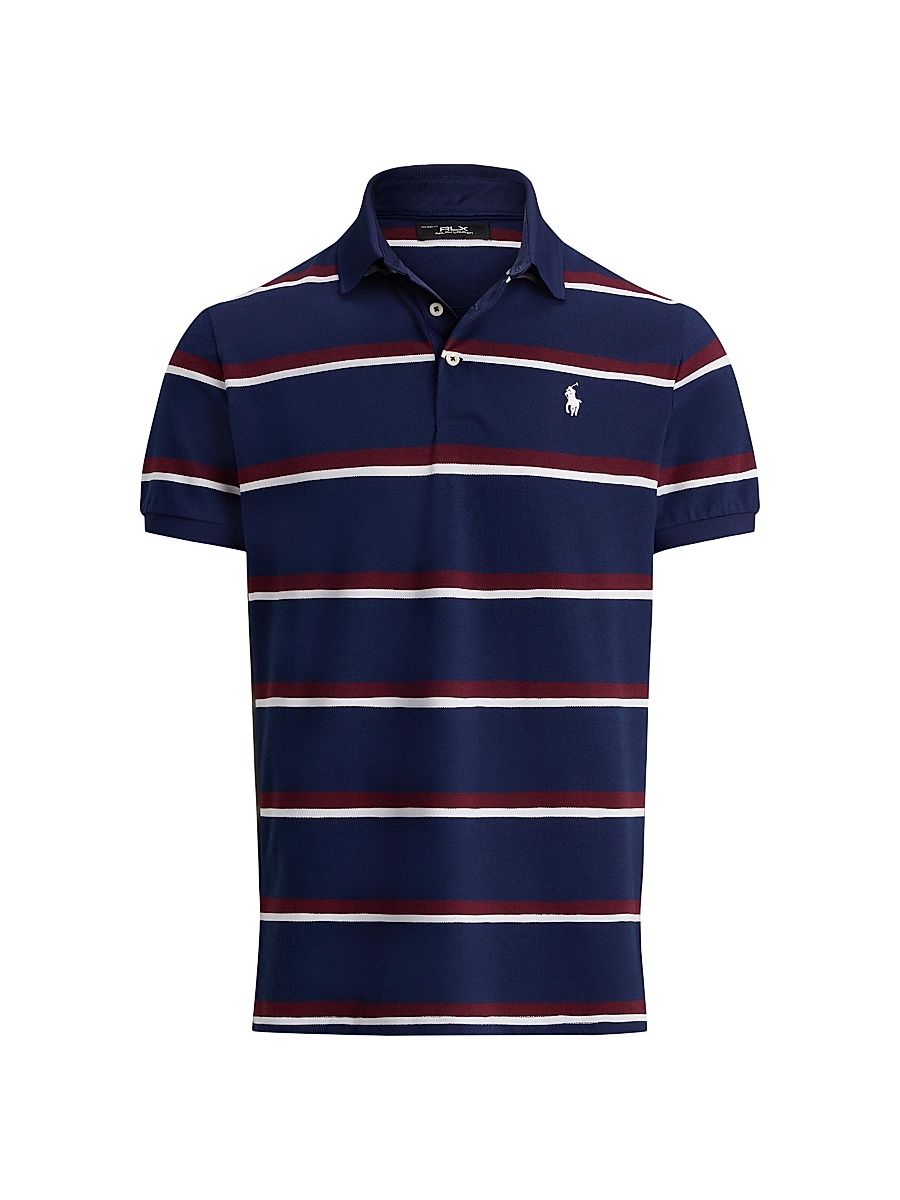 Men's Striped Performance Piqué Polo Shirt - Refined Navy Multi - Size XL