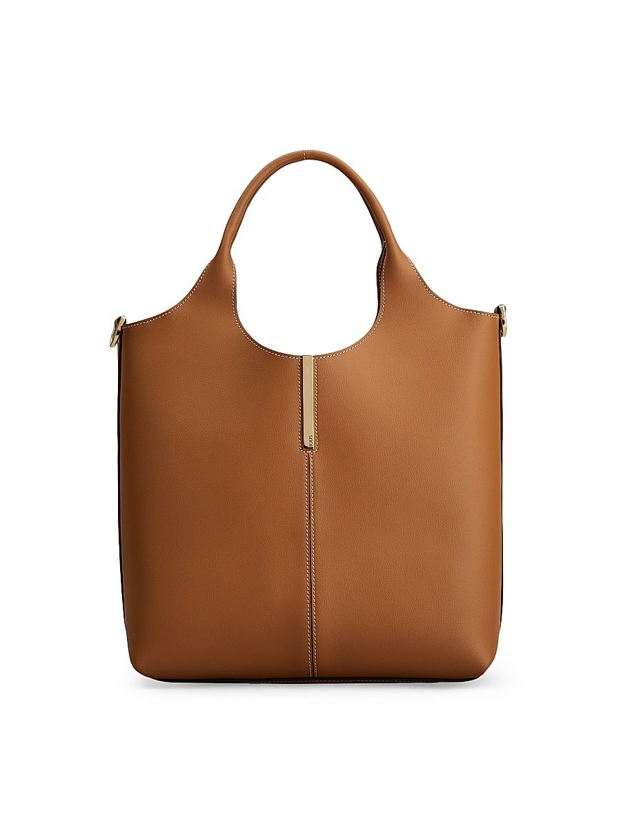 Women's Small Leather Tote Bag - Kenia Cacao