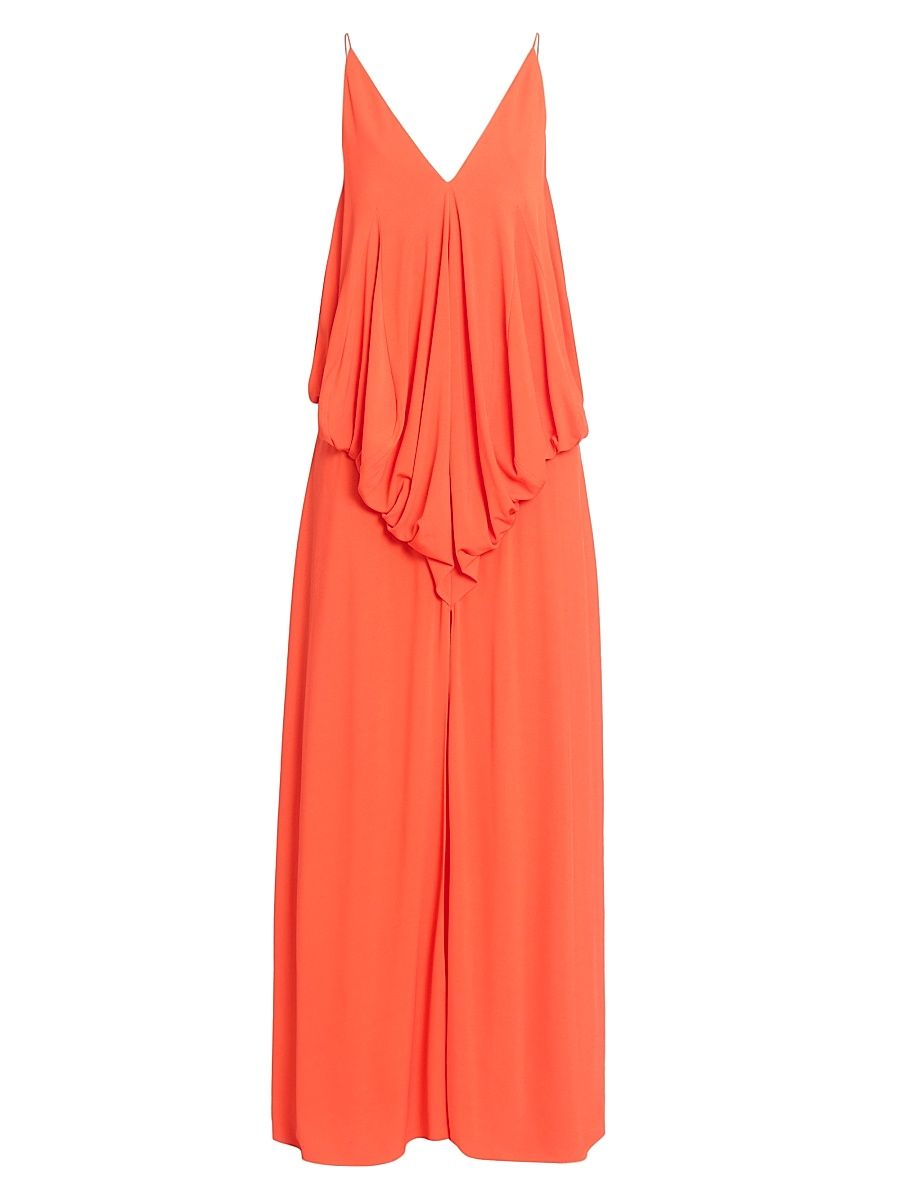 Women's Draped V-Neck Gown - Orange - Size 0