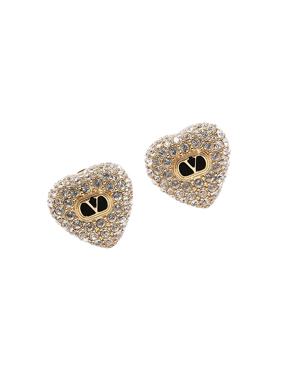 Women's Coeur Royal Earrings in Metal, Enamel and Swarovski Crystals - Gold Crystal