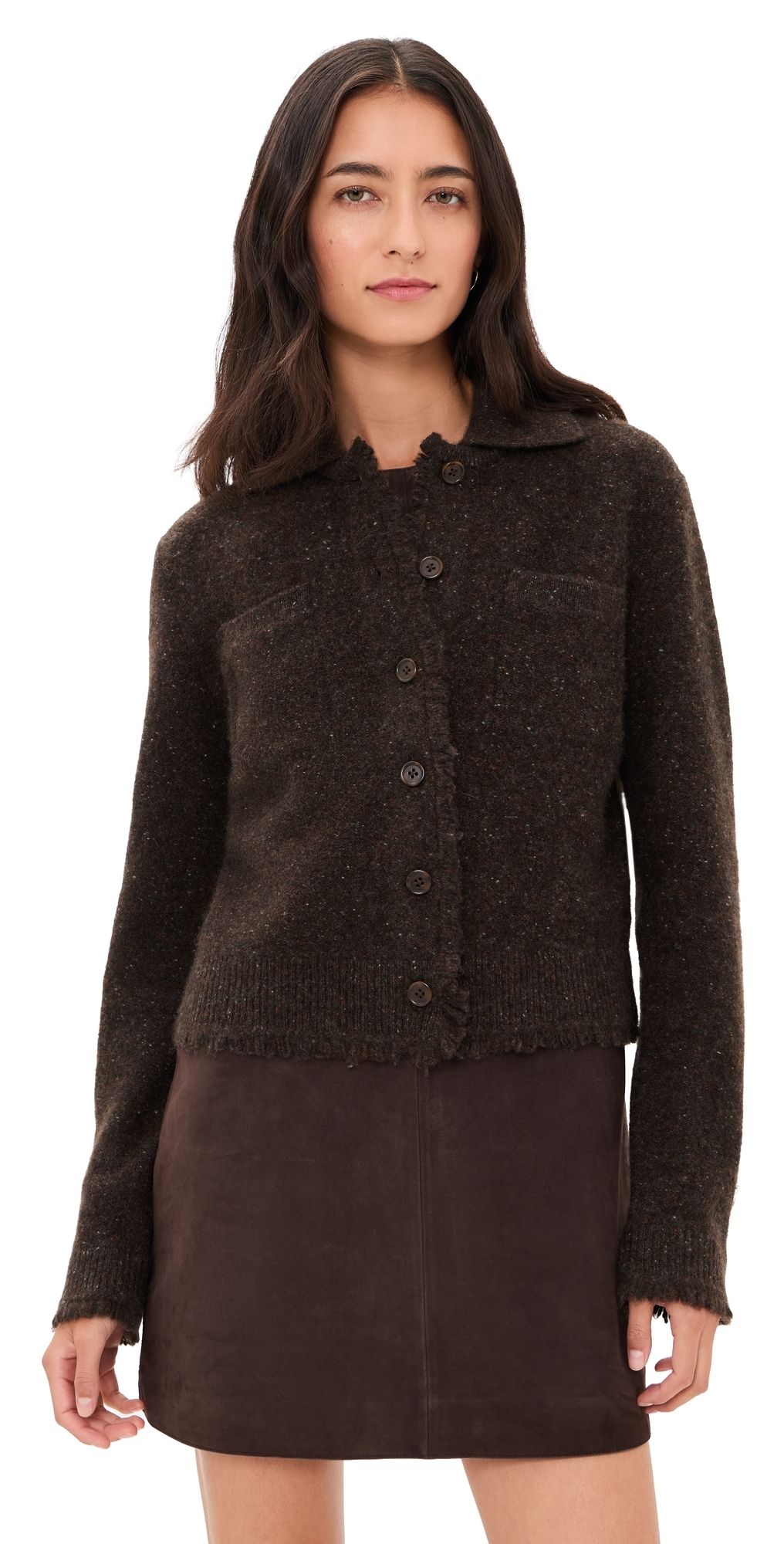Vince Shrunken Donegal Cashmere Jacket Pinewood Donegal S
