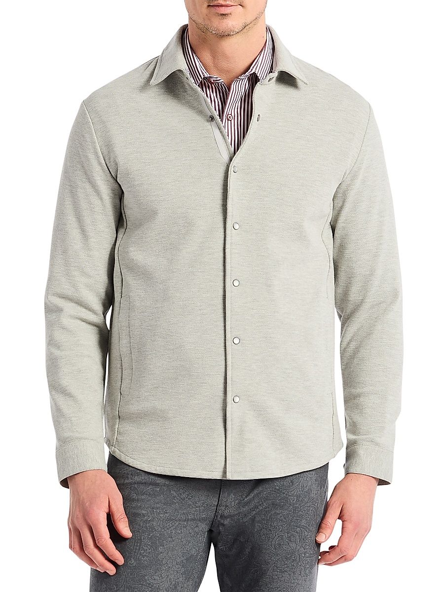 Men's Kellan Knit Shirt Jacket - Light Grey - Size XL