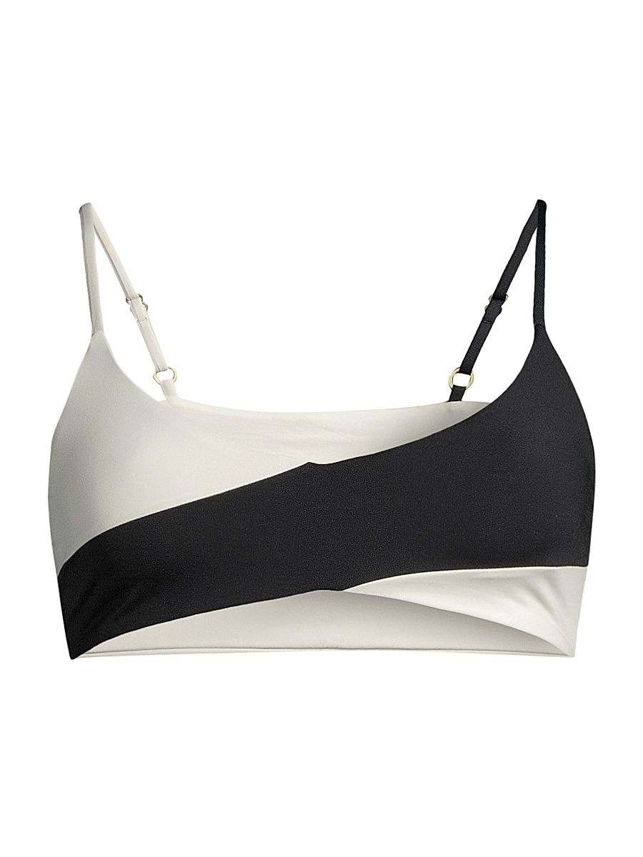 Women's High Tide Bralette Bikini Top - Black Cream - Size Small
