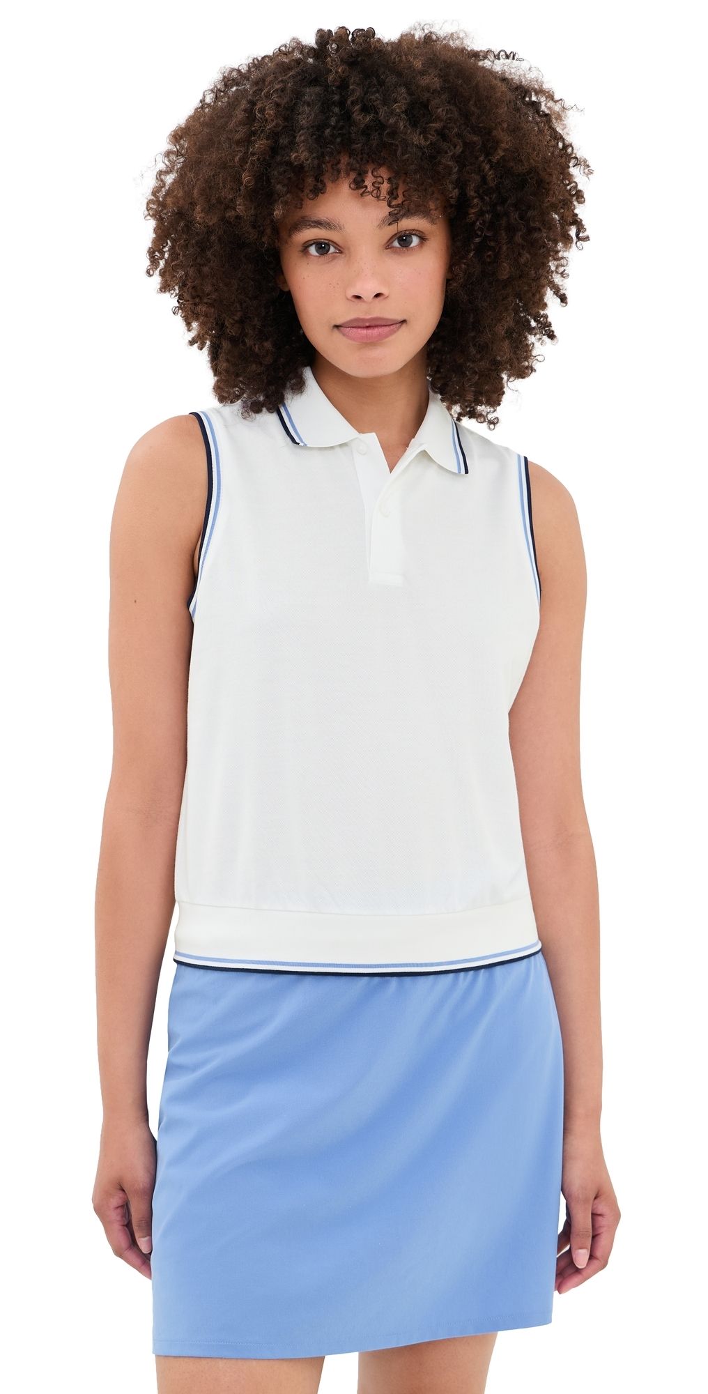 RLX Ralph Lauren Tour Pique Polo Top Ceramic White/Blue Mist/Ref Navy S