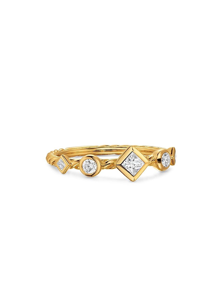 Women's Petite Modern Renaissance Band Ring in 18K Yellow Gold - Diamond - Size 7