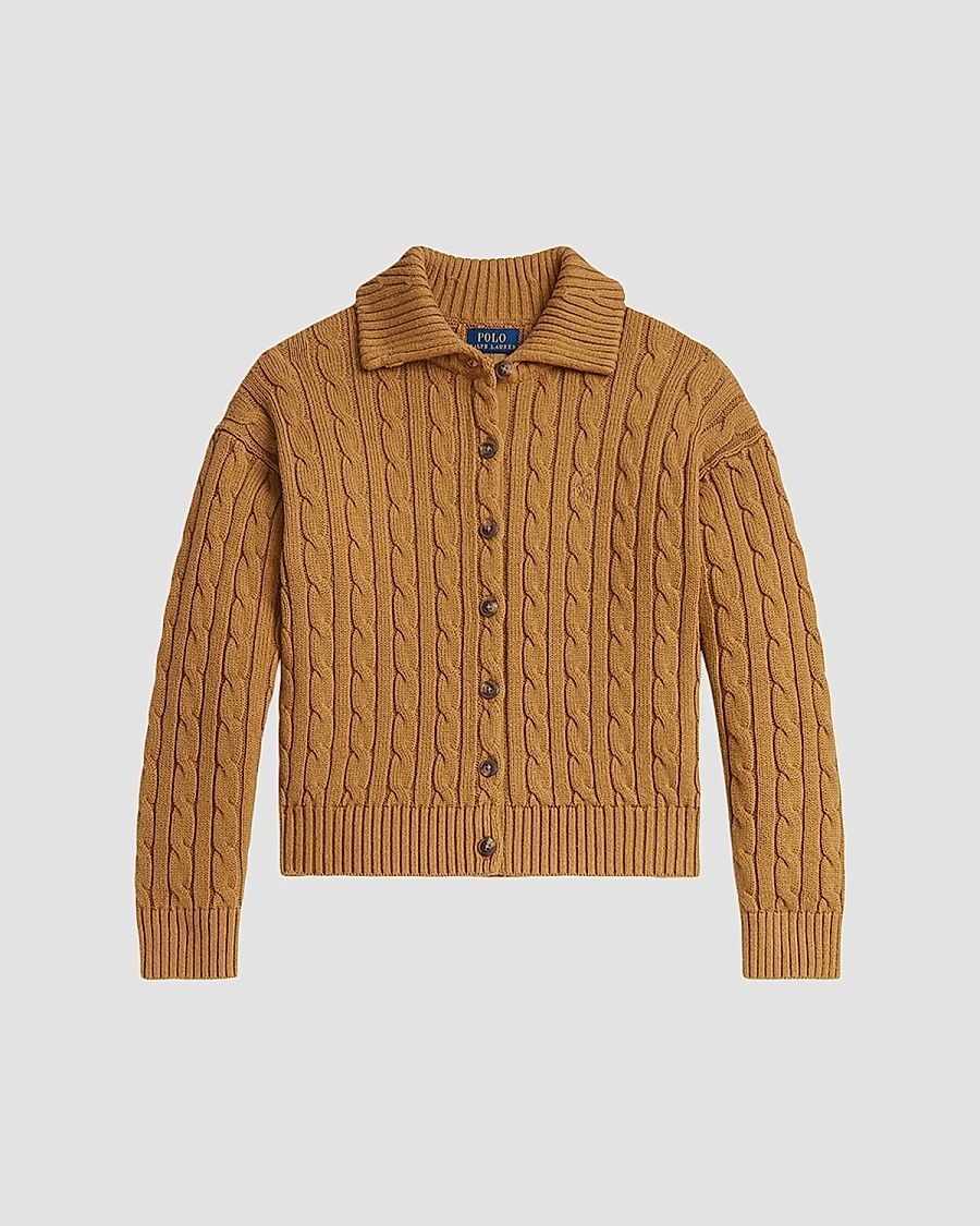 Polo Ralph Lauren Girl's Little Girl's & Girl's Cable-Knit Collared Cardigan - Berkshire Tan - Size 7