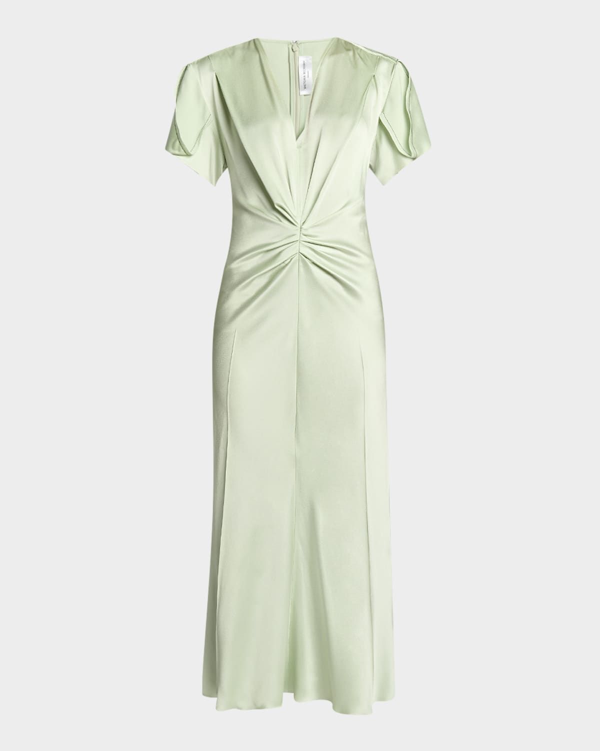 Gathered V-Neck Midi Dress