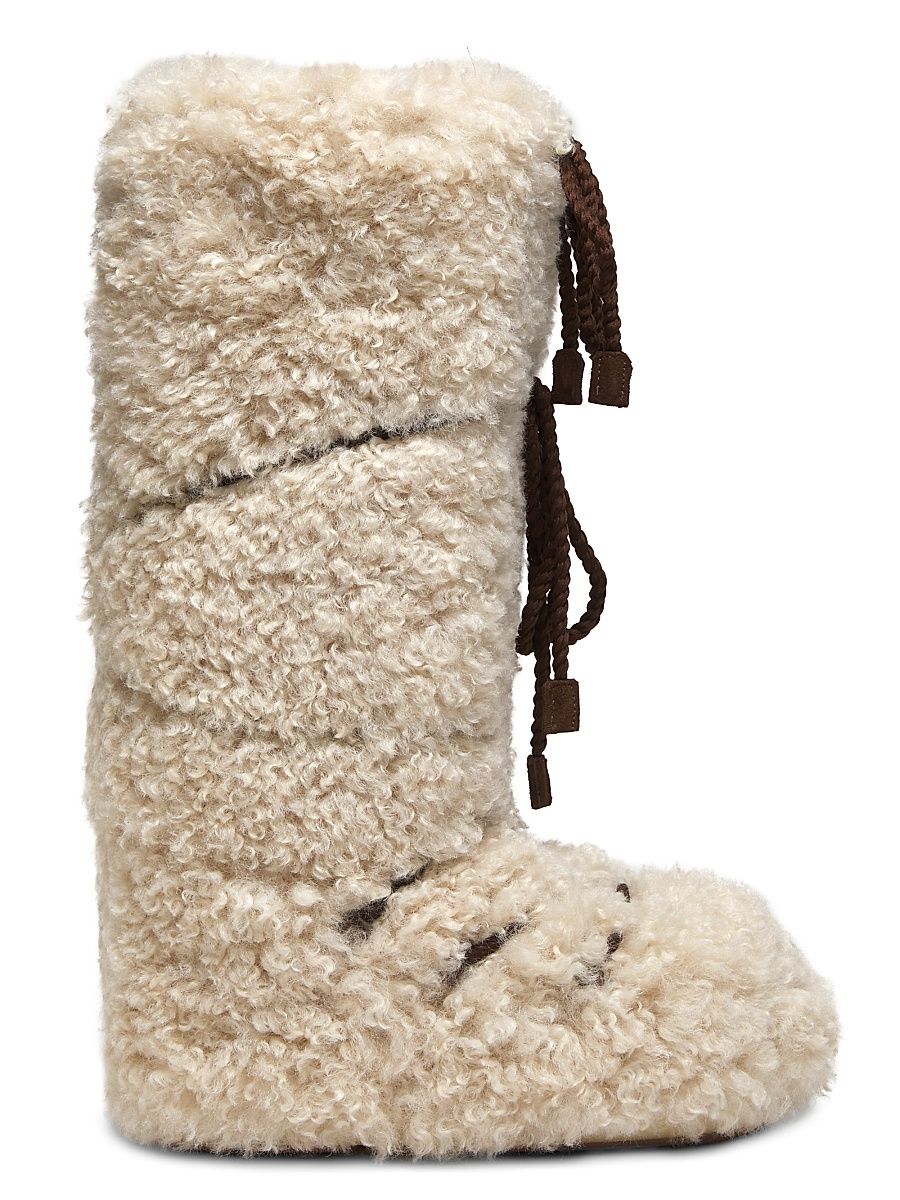 Women's Icon Curly Faux Fur Knee-High Boots - Ecru - Size 8