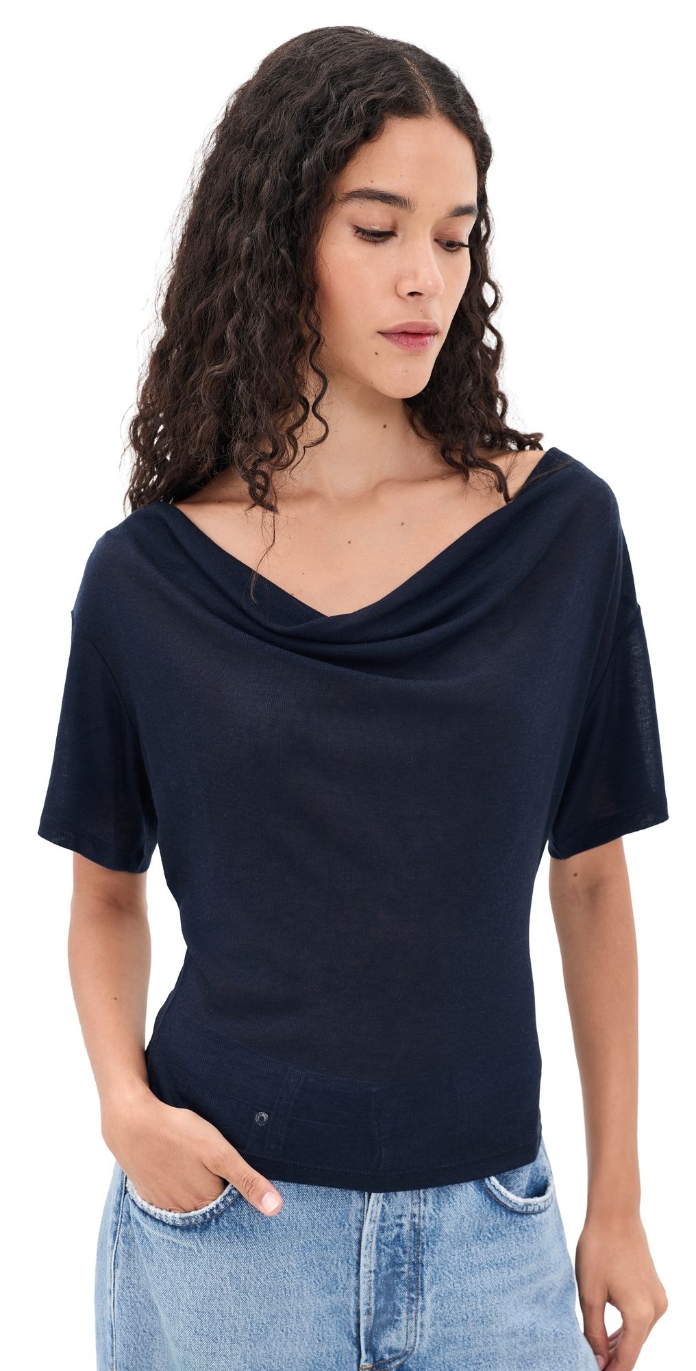 EB Denim Madeo Cowl Neck Tee Navy S
