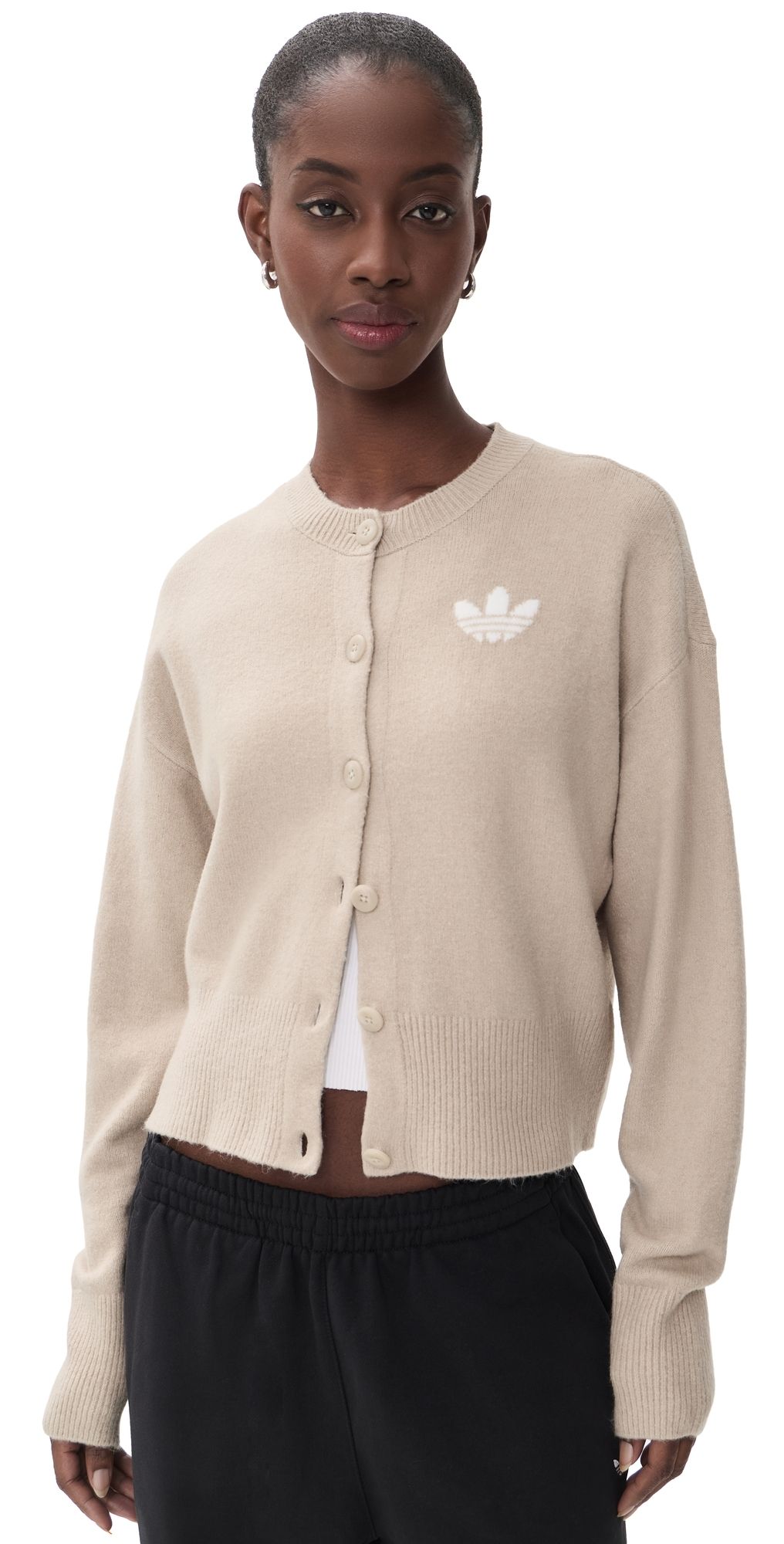 adidas Essentials Knit Cardigan Khaki Three XS
