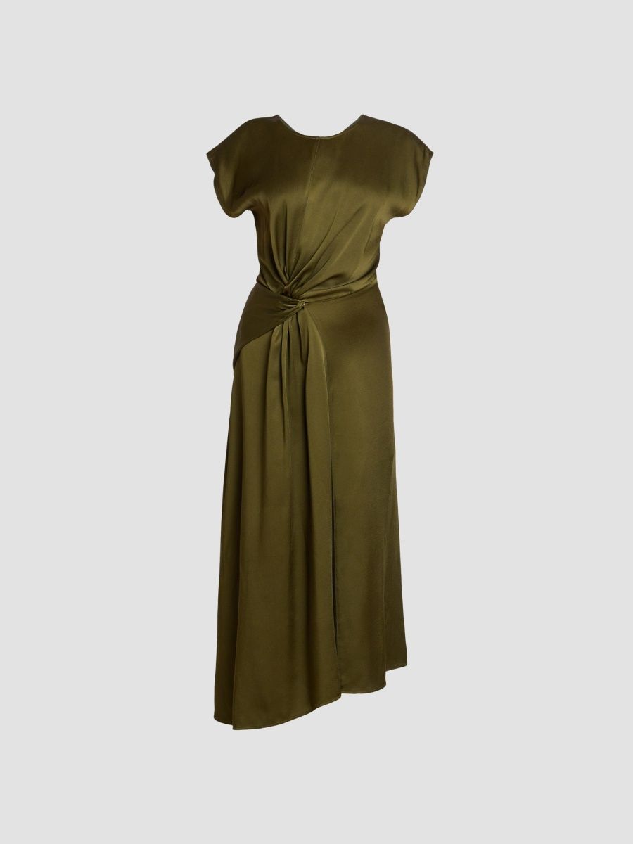 Victoria Beckham Women's Aria Twist-Front Midi Dress - Marsh Green - Size 2