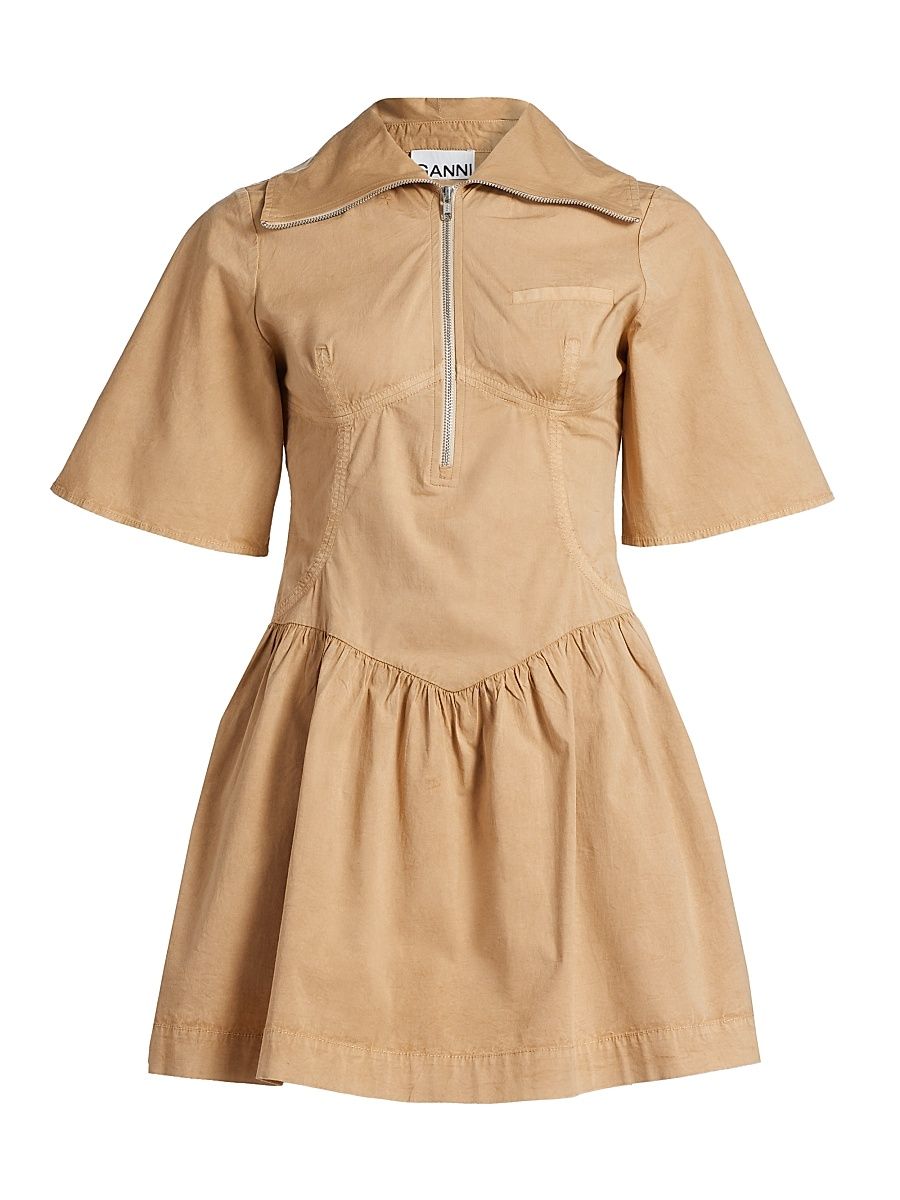 Women's Washed Stretch-Cotton Mini-Shirtdress - Lark - Size 14