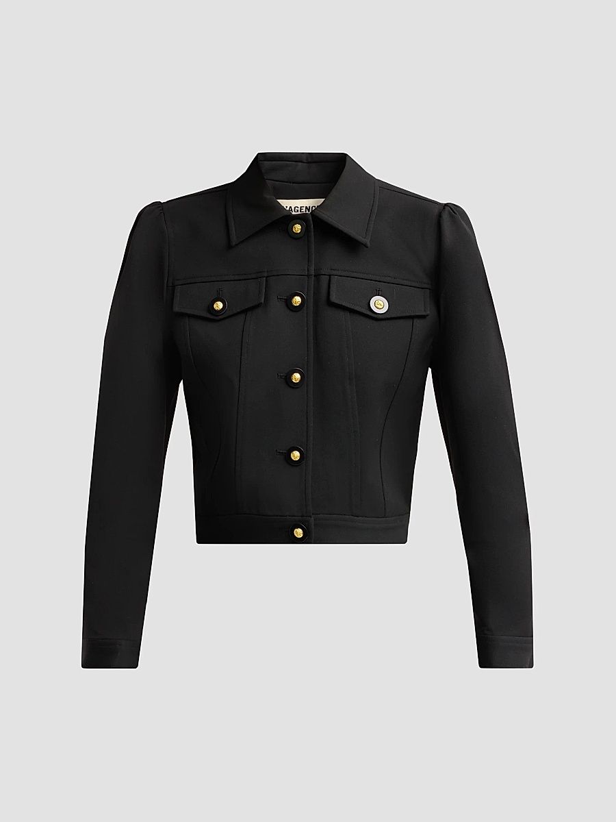 L'AGENCE Women's Kasey Crop Jacket - Black - Size XL