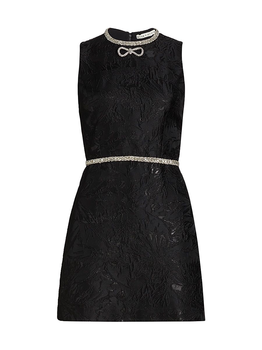 Women's Ellis Embellished Jacquard Minidress - Black - Size 0