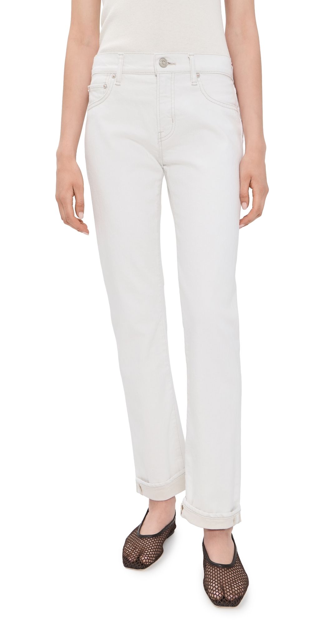 MOUSSY VINTAGE Slim Straight Jeans White 30