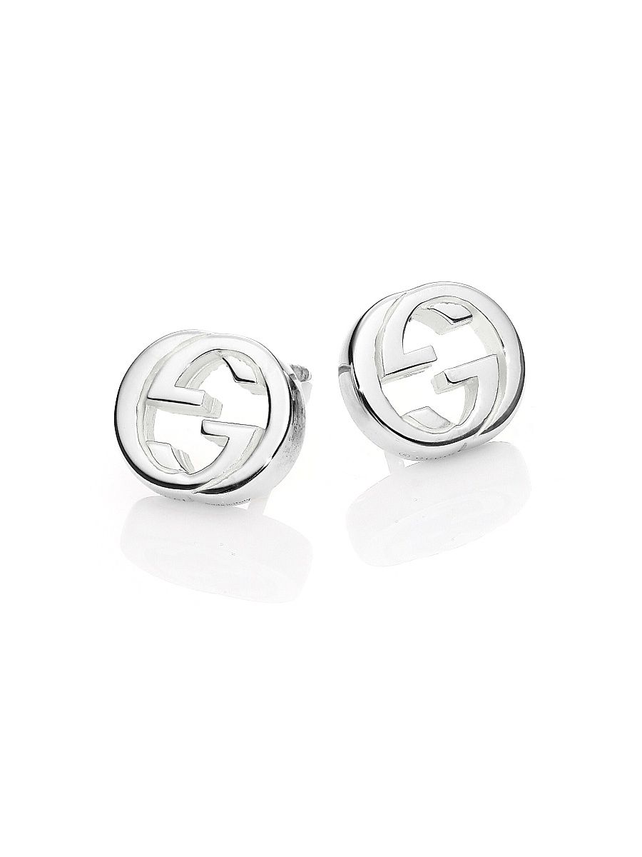 Women's Interlocking G Sterling Silver Stud Earrings - Silver