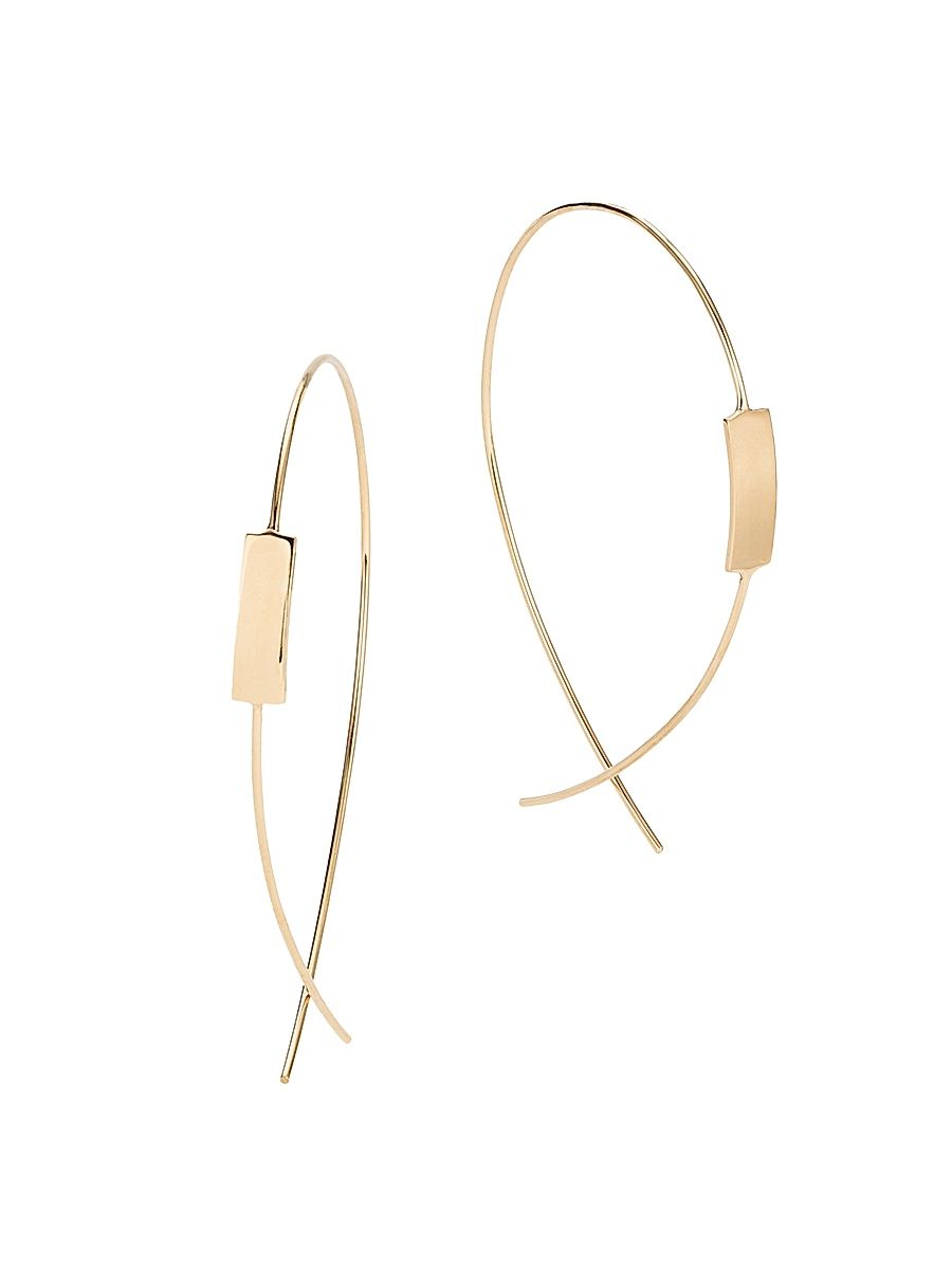 Women's 14K Yellow Gold Tag Upside Down Hoops - Yellow Gold