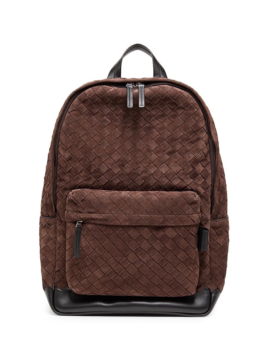 Men's Intrecciato Suede Backpack - Fondant Black Silver