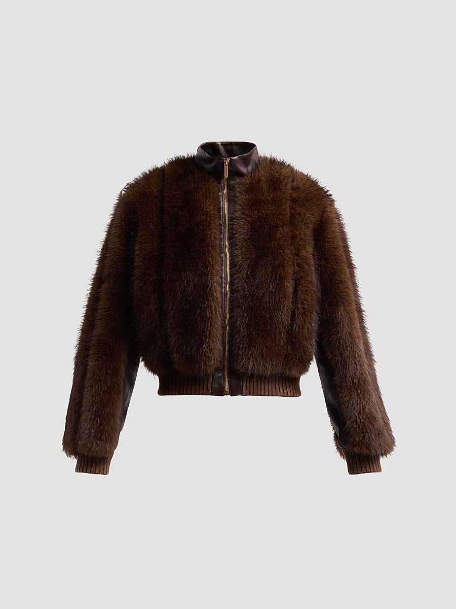Women's Valiant Faux Fur Jacket - Brown - Size 6