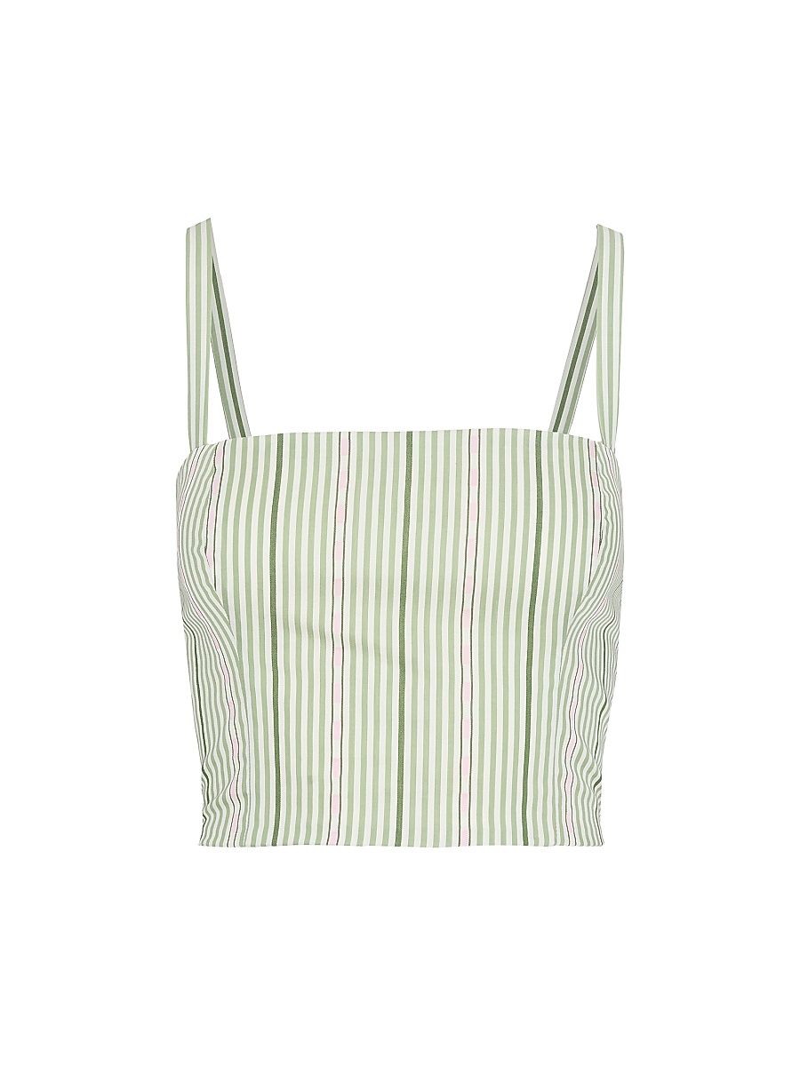 Women's The Miranda Top - Green Jacquard Stripe - Size Large