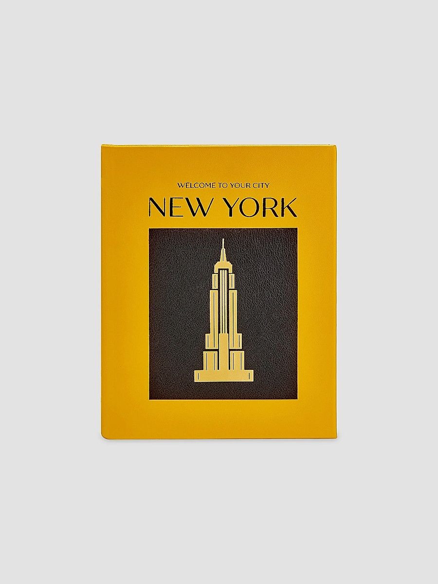 Graphic Image Trope New York Leather Bound Book - Yellow