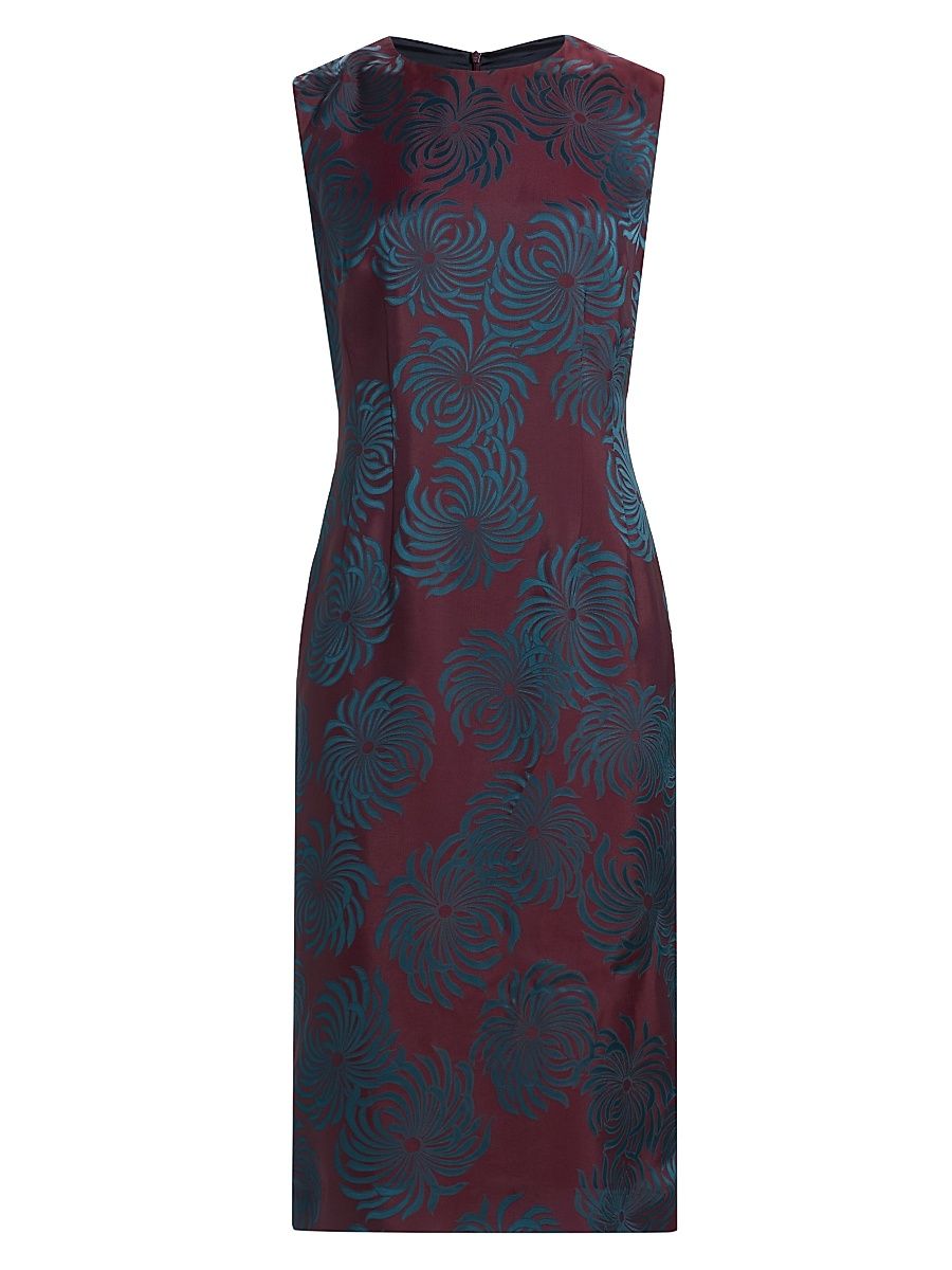 Women's Delavina Jacquard Sheath Dress - Burgundy - Size 8