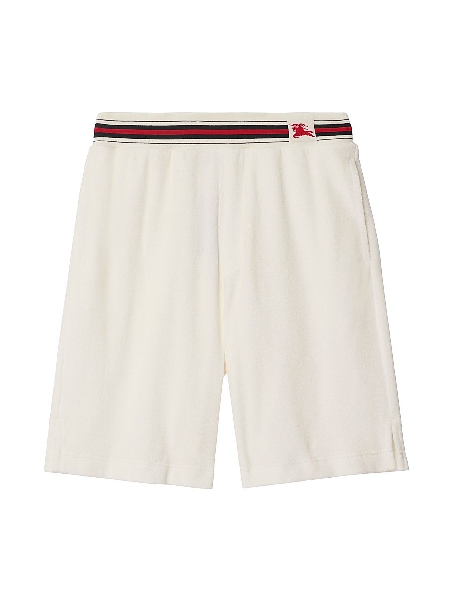 Men's Flat Front Logo Cotton-Blend Shorts - Chalk - Size XXL