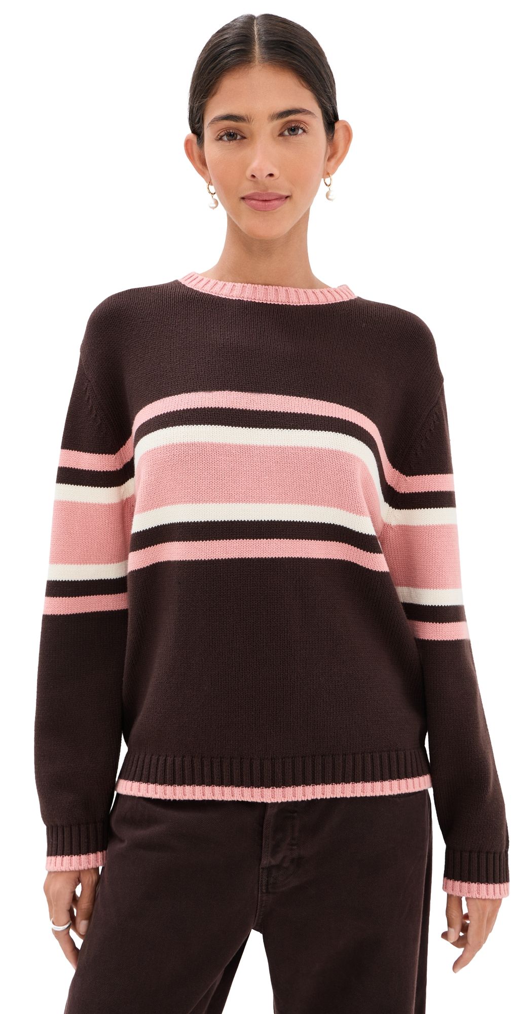 Tanner Fletcher Millhouse Striped Sweater Brown/Pink Stripe M