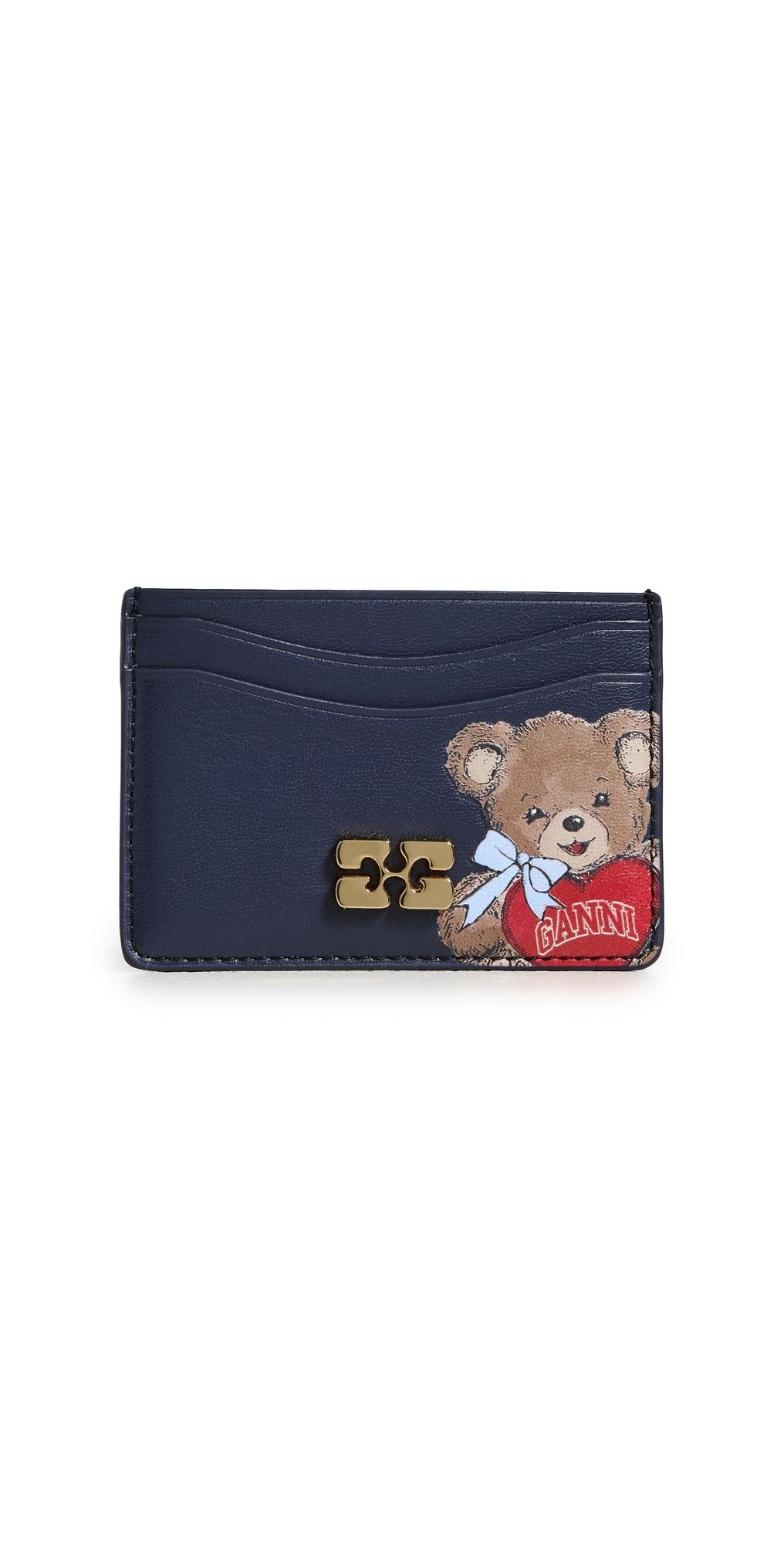 GANNI Card Holder With Flap Bear Black/Iris One Size