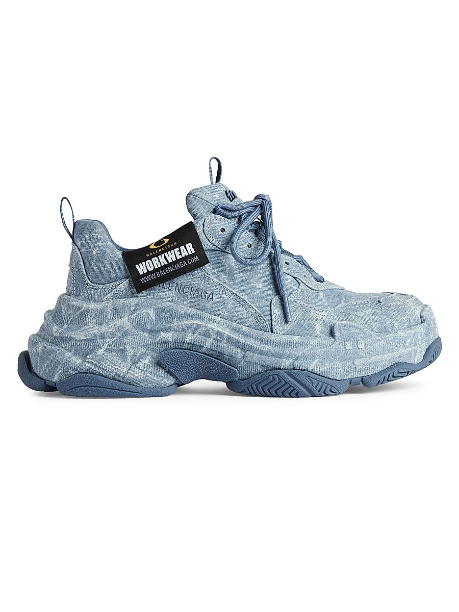 Men's Triple S Canvas Sneakers - Blue - Size 6