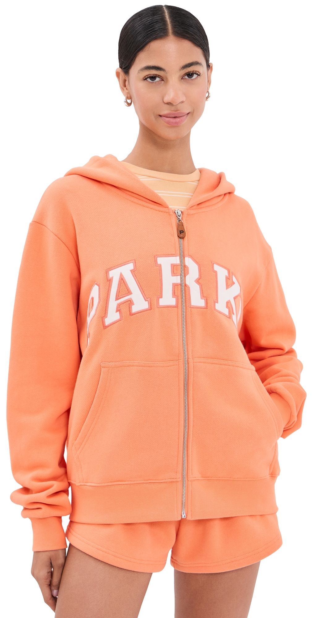 PARKE Zip-up Varsity Hoodie Creamsicle L/XL