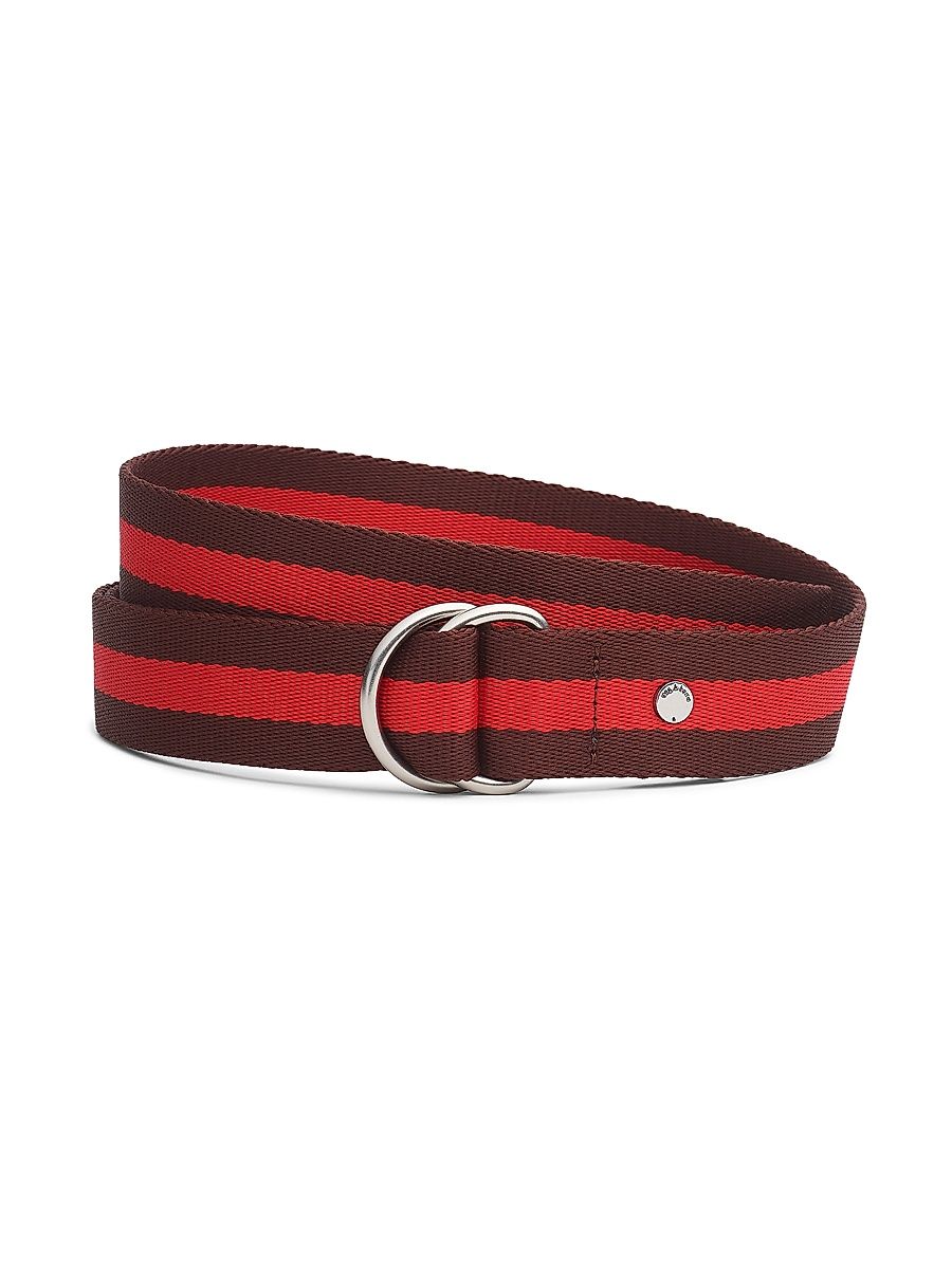 Women's Gracie Striped Two-Tone Belt - Red Burgundy