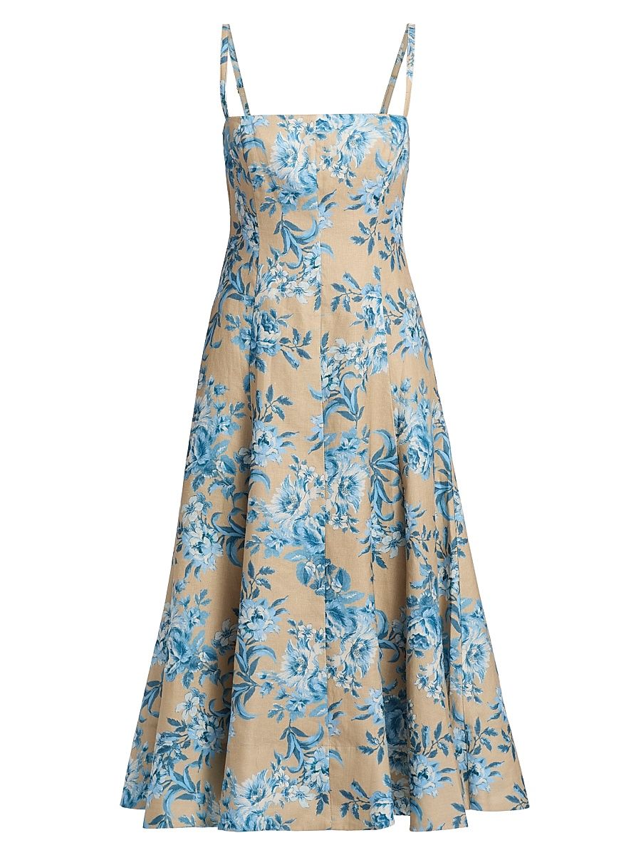Women's Gimlet Floral Paneled Midi-Dress - Farfella Ginger Root - Size 12